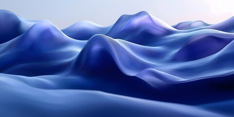 Obraz premium Abstract wave-like formations in various shades of blue create a serene and tranquil atmosphere, evoking a sense of calm and fluidity in this digital landscape.