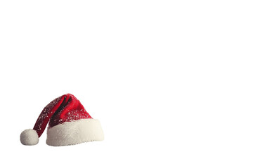 Festive Christmas santa hat isolated on a plain background white background. transparent PNG background.
