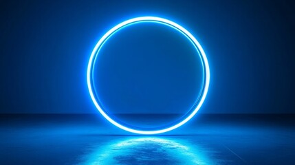 Glowing Blue Neon Circle on Dark Background