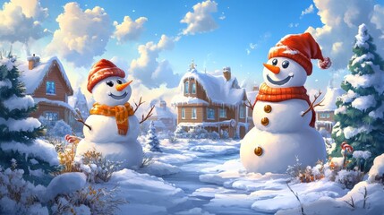 Obraz premium Winter Wonderland Snowmen