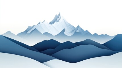 Serene Blue Mountain Landscape: A Digital Art Piece