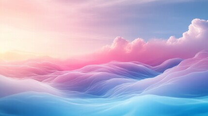 Surreal Dreamscape of Pastel Clouds and Waves