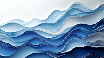 Fototapeta premium Abstract Waves of Blue Paper Layers
