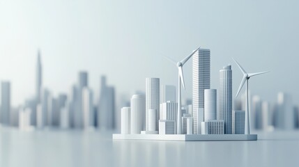 Fototapeta premium Sustainable design skyscraper model in urban 3d visualization