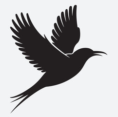 A bird silhouette vector art illustration , bird in the sky