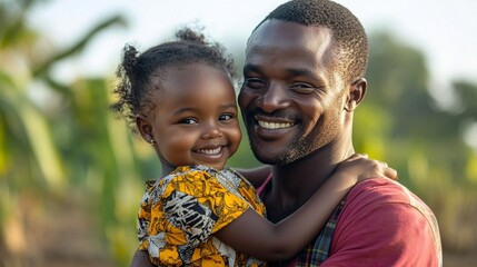 Happy African Father Embracing His Cute Little Child in a Cherished Moment of Joy and Love