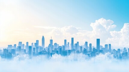 Fototapeta premium A serene skyline view with clouds and a blue sky, suggesting tranquility.