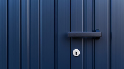 Fototapeta premium A blue door with a silver knob and a silver keyhole
