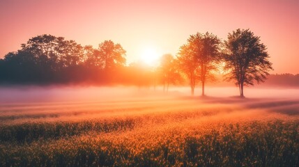 Fototapeta premium Majestic sunrise paints the sky with vibrant hues over a tranquil winter landscape