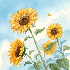 Obraz premium Delicate Watercolor Flower Illustrations: Nature’s Art in Bloom