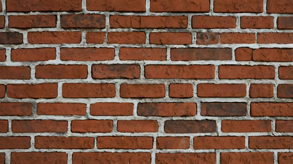Obraz premium A detailed close-up of a red brick wall with weathered textures and cracks.