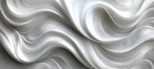 Obraz premium A close-up view of flowing white fabric with soft, elegant waves, creating a tranquil and smooth aesthetic that enhances any artistic design or project.