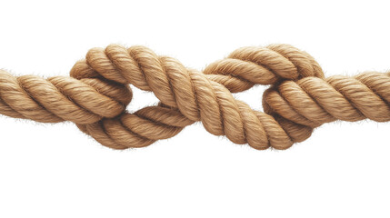 Two ropes with frayed ends clashing together on a white background, symbolizing strength and challenges in business or personal life transparent 