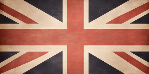 A vintage-style representation of the Union Jack, the national flag of the United Kingdom. Concept Vintage Union Jack Design, Retro British Flag, Classic UK Symbolism, Distressed Aesthetic