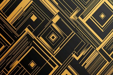 Abstract dark geometric background featuring glowing golden lines and sparkles, creating a modern, futuristic, and elegant design.