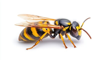 Detailed Closeup of a Yellow Jacket Wasp Isolated