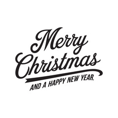 Vector Typographic lettering composition of  Merry Christmas and Happy New Year