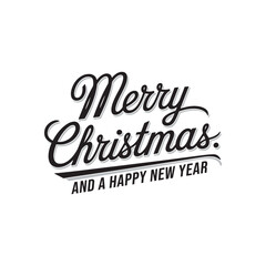 Vector Typographic lettering composition of  Merry Christmas and Happy New Year
