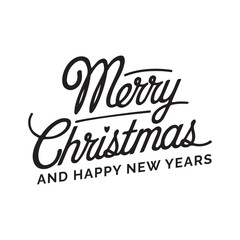 Vector Typographic lettering composition of  Merry Christmas and Happy New Year