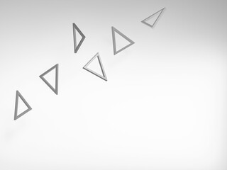 複数のカラフルな正三角形フレーム。浮遊感。