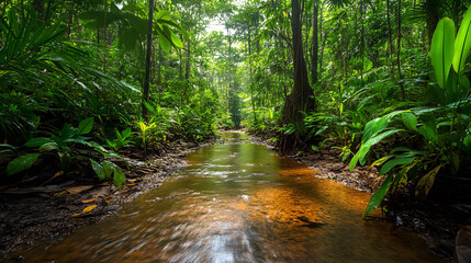 The Amazon rainforest in Anavilhanas National Park, Amazonas, Brazil.
