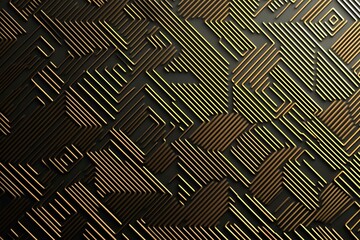 Abstract dark geometric background featuring glowing golden lines and sparkles, creating a modern, futuristic, and elegant design.