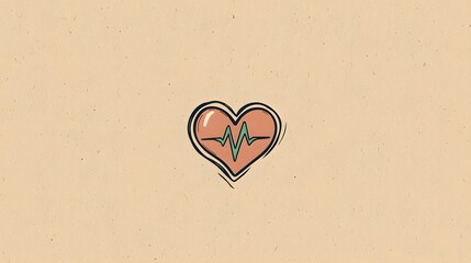 Vibrant heart symbol with heartbeat line evokes emotions and health awareness