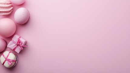 Fototapeta premium Pink Pastel Treats and Gifts Festive Arrangement