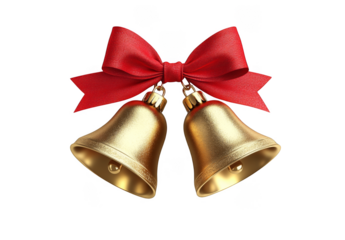 christmas bells with red ribbon