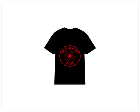 black t-shirt with happy new year design clip art preview