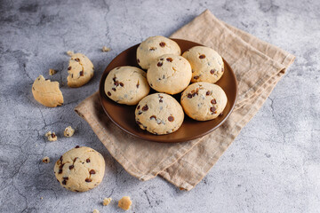 Homemade delicious chocolate chip cookies.