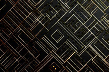 Abstract dark geometric background featuring glowing golden lines and sparkles, creating a modern, futuristic, and elegant design.