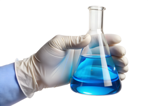 scientist in laboratory with test tubes