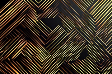 Abstract dark geometric background featuring glowing golden lines and sparkles, creating a modern, futuristic, and elegant design.