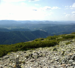 Mountain landscape with Carpathians mountains and clouds