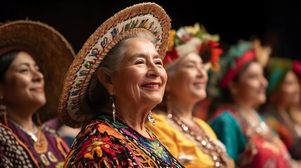 Senior Mexican woman in traditional sombrero, horizontal, perfect for cultural festivals, Cinco de Mayo celebrations, heritage events and diversity campaigns