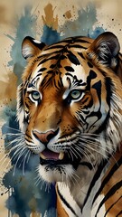 Watercolor Tiger Portrait Artwork, Wild Animal Art for Home Decor