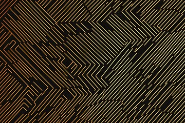Abstract dark geometric background featuring glowing golden lines and sparkles, creating a modern, futuristic, and elegant design.