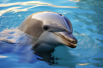 Obraz premium Dolphin swimming in the pool, closeup of a portrait.