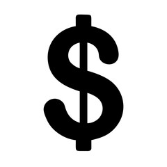 Obraz premium Black Dollar Sign Silhouette on White Background – Vector Icon Design