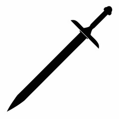 Sword Vector Silhouette on White Background – Icon Illustration Design