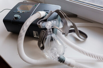 Medical CPAP Machine with Facial Mask for Sleep Apnea Therapy