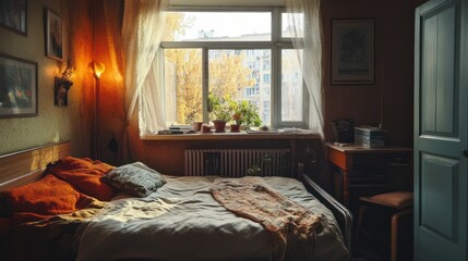 cozy blurred soviet apartment interior