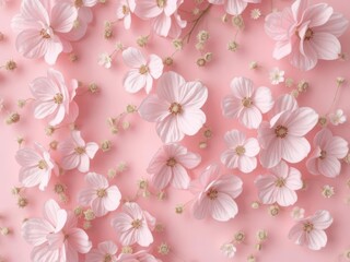 Delicate pink floral pattern on a soft pink background, all over print,elegant