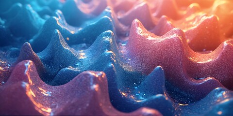 Shimmering Wavy Abstract Blue Orange Texture