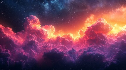 Fototapeta premium The stunning pink and purple nebula encountered in the depths of space exploration.