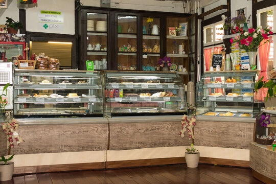 Nova Petropolis, Brazil - November 10th 2024: Inside "Armazem e Casa das Cucas" bakery at Parque Aldeia do Imigrante, popular tourist destination