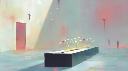 Altar Church Religion Worship Minimal Painting Mysterious Figure