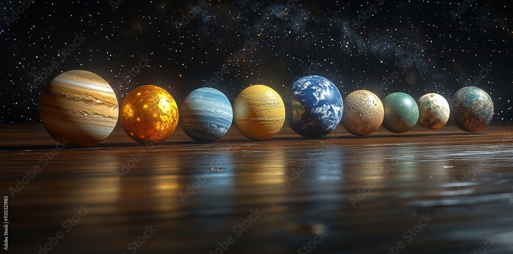 Canvas Prints a variety of exoplanets displayed against the dark void of space, each revealing distinct textures a