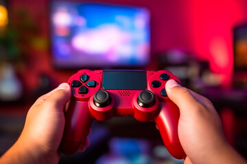 Online gaming competitions and digital battles depicted with a detailed gaming controller.